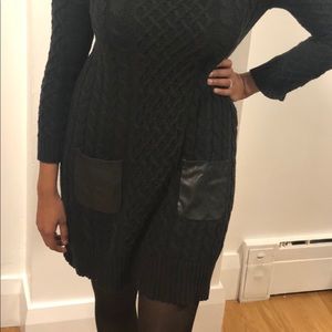 Rudsak sweater dress with leather accent